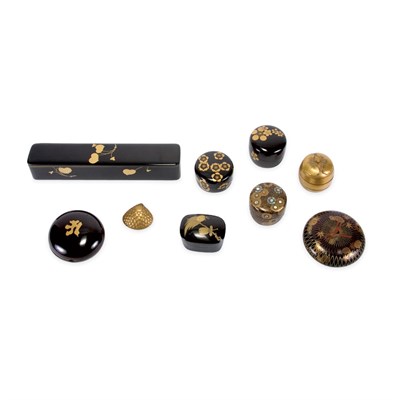 Lot 14 - Group of Nine Japanese Lacquer Boxes 19th...