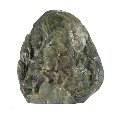 Lot 313 - Chinese Jade Boulder Carved in relief with a...