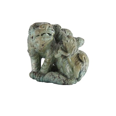 Lot 214 - Chinese Turquoise Foo Lion Group 18th/19th...