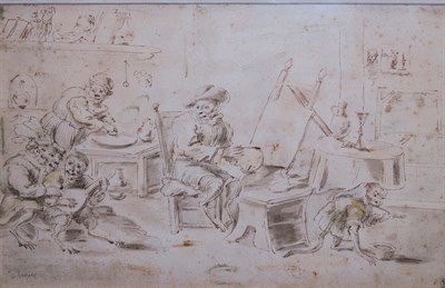 Lot 66 - Circle of David Teniers the Younger The Monkey...