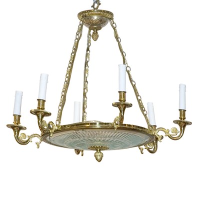 Lot 434 - Empire Style Gilt-Brass and Cut Glass...