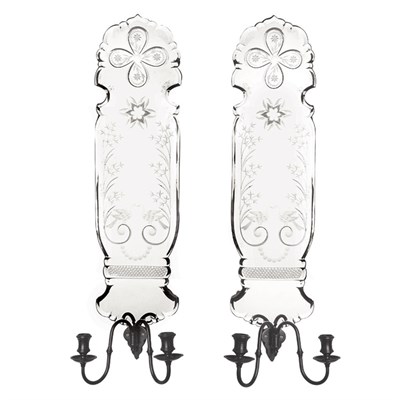 Lot 358 - Pair of George II Style Etched Mirror...