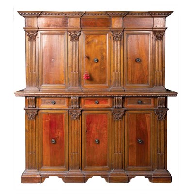 Lot 150 - Italian Baroque Style Walnut Cabinet In two...
