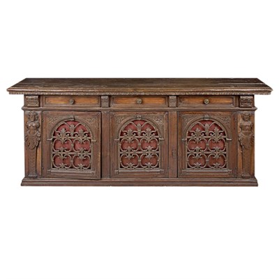 Lot 203 - Italian Baroque Style Wrought Iron and Oak Low...