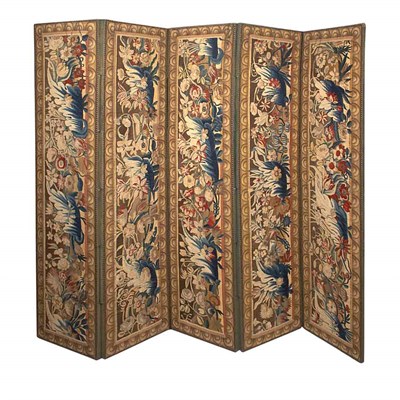 Lot 126 - Flemish Baroque Style Five-Panel Screen The...