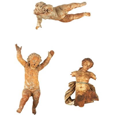Lot 192 - Pair of Continental Baroque Style Pine Figures...