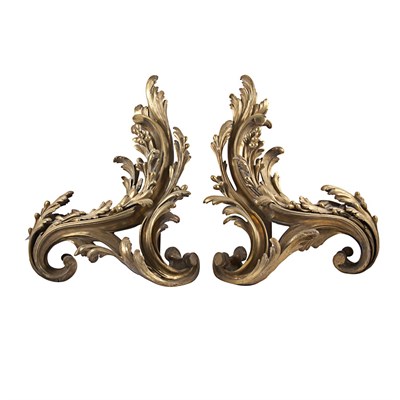 Lot 1097 - Pair of Louis XV Style Gilt-Bronze Chenets...