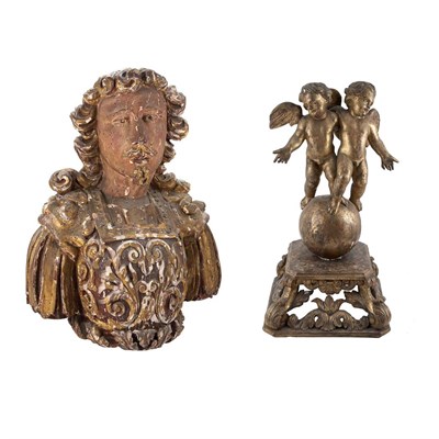 Lot 148 - Continental Baroque Painted and Parcel Gilt...