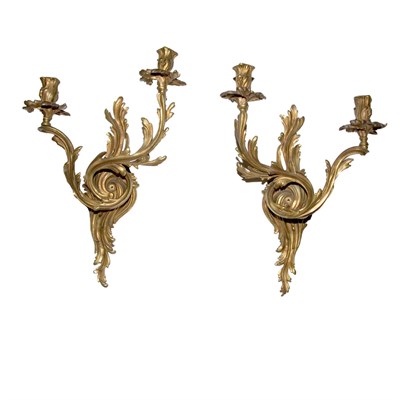 Lot 1125 - Pair of Louis XV Style Gilt-Metal Two-Light...