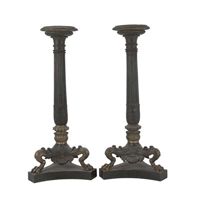 Lot 512 - Pair of Empire Style Gilt and Patinated-Bronze...