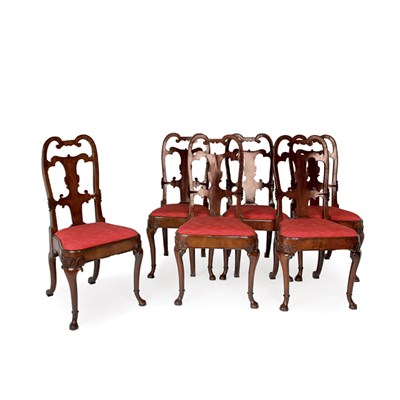 Lot 344 - Set of Six Continental Rococo Mahogany and...