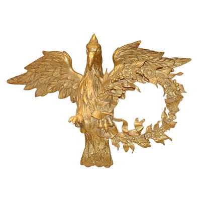 Lot 489 - Gilt-Wood Figure of an Eagle with a Wreath...