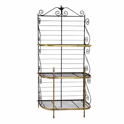 Lot 342 - Brass and Iron Three-Tier Baker's Rack Height...