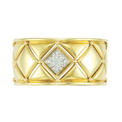 Lot 335 - Gold and Diamond Cuff Bangle Bracelet
