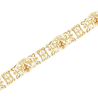 Lot 397 - Antique Gold and White Enamel Bracelet, Leon Gariod