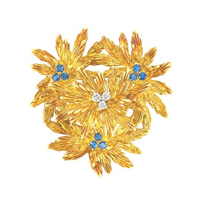 Lot 537 - Gold, Diamond and Sapphire Brooch, Tiffany & Co.