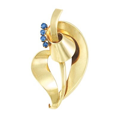 Lot 539 - Gold and Sapphire Clip-Brooch, Tiffany & Co.