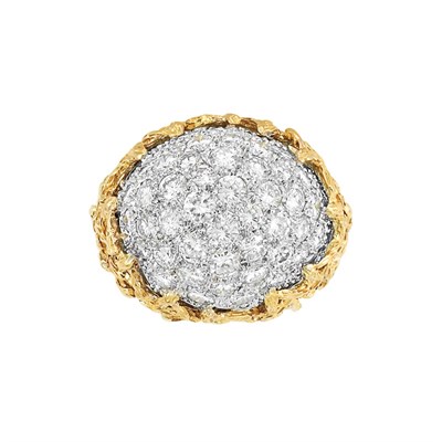 Lot 84 - Gold, Platinum and Diamond Dome Ring
