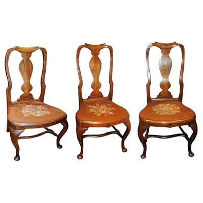Lot 93 - Set of Three Georgian Style Oak Side Chairs