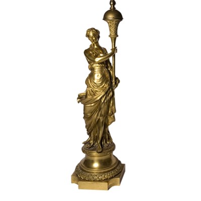 Lot 231 - Neoclassical Style Gilt-Bronze Figural Lamp In...