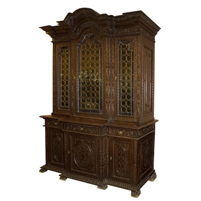 Lot 235 - Baroque Style Carved Mahogany Two-Part Cabinet...