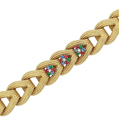 Lot 557 - Gold, Gem-Set and Diamond Bracelet