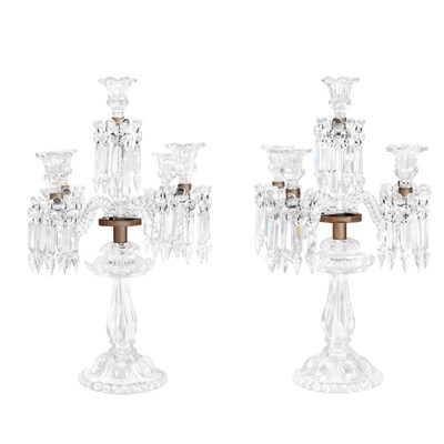 Lot 514 - Pair of Baccarat Molded Glass Five-Light...