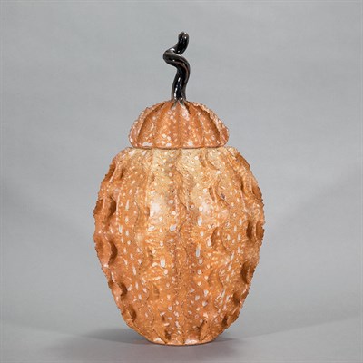 Lot 425 - Orange Glazed Ceramic Covered Gourd Greg...