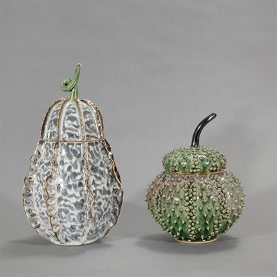 Lot 449 - Green Glazed Ceramic Spiked Covered Gourd;...