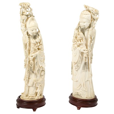Lot 133 - Two Chinese Ivory Figures of Immortals Early...