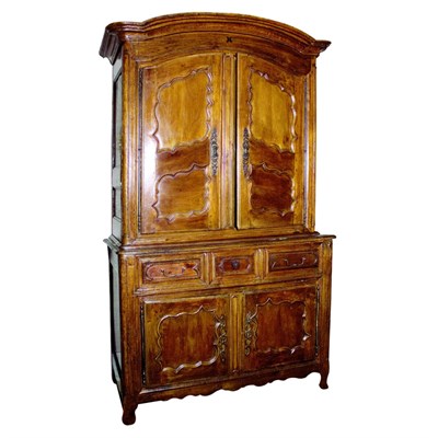 Lot 341 - Provincial Louis XV Walnut Buffet a Deux Corps...