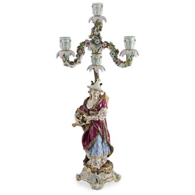 Lot 446 - Meissen Porcelain Figural Four-Light...