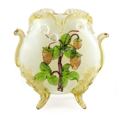 Lot 303 - Victorian Opalescent Glass Footed Vase Late...