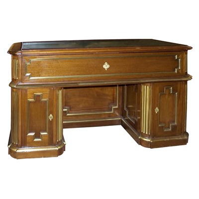 Lot 524 - Louis XVI Style Brass Mounted Mahogany Desk...