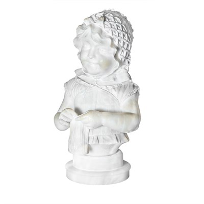Lot 356 - Carved Alabaster Figure of a Girl Dressed in a...