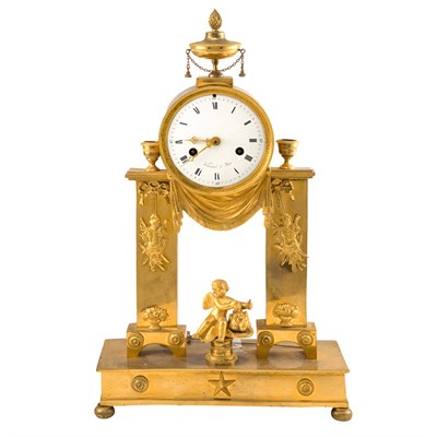 Lot 449 - Louis XVI Style Gilt-Metal Portico Clock...