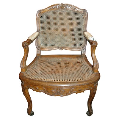 Lot 345 - Early Louis XV Walnut Fauteuil a la Reine The...