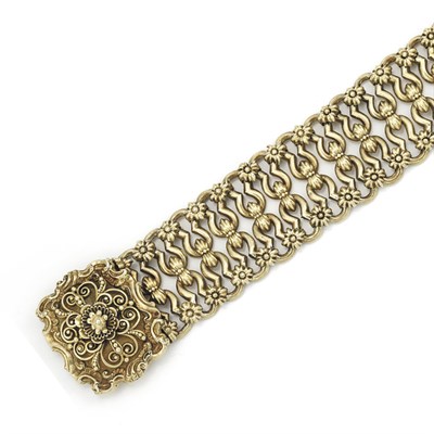 Lot 402 - Antique Wide Silver Gilt Bracelet
