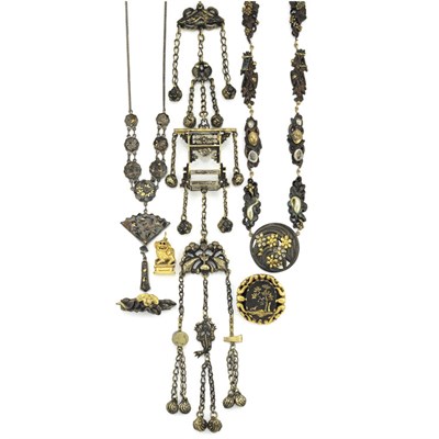 Lot 305 - Group of Japanese Shakudo Jewelry