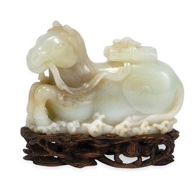 Lot 125 - Chinese Celadon Jade Figure of a Recumbent...
