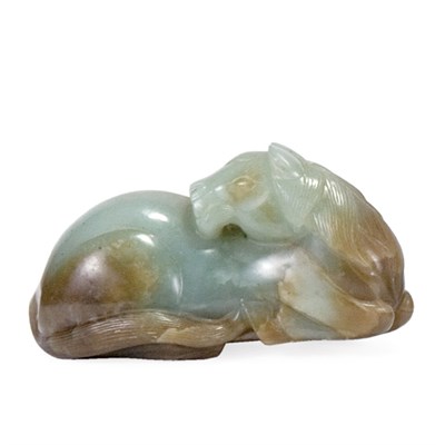 Lot 127 - Chinese Celadon Jade Figure of a Recumbent...