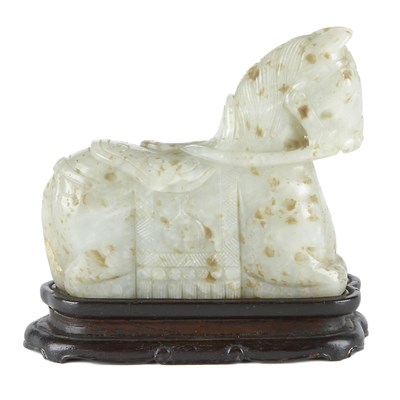 Lot 172 - Chinese Celadon Jade Figure of a Recumbent...