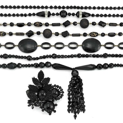 Lot 22 - Group of Assorted Black Glass Bead Necklaces