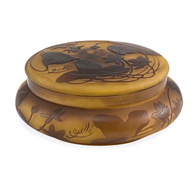Lot 393 - Galle Acid Etched Cameo Glass Box Circa 1900...