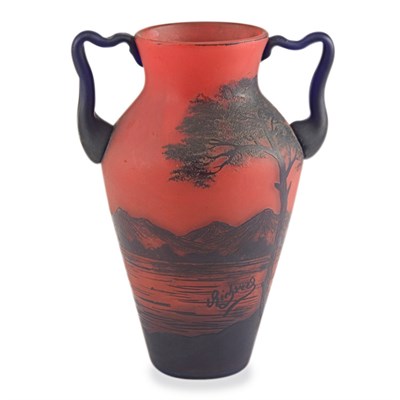 Lot 375 - Richard Acid Etched Cameo Glass Vase Circa...
