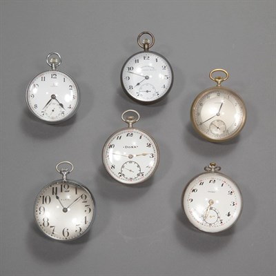 Lot 380 - Group of Six Brass and Glass Ball Clocks...