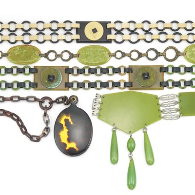Lot 21 - Group of Assorted Plastic and Metal Belts and Necklaces