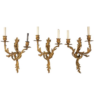 Lot 225 - Group of Three Louis XV Style Gilt-Bronze...