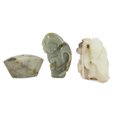 Lot 122 - Group of Three Chinese Jade Articles 19th...