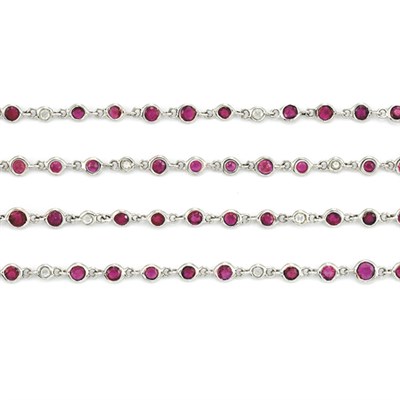 Lot 233 - Long White Gold, Ruby and Diamond Chain Necklace